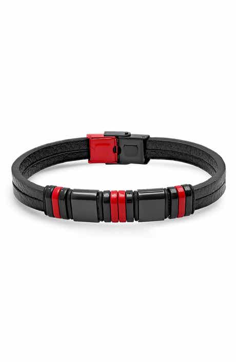 Men's Leather & Stainless Steel Bracelet