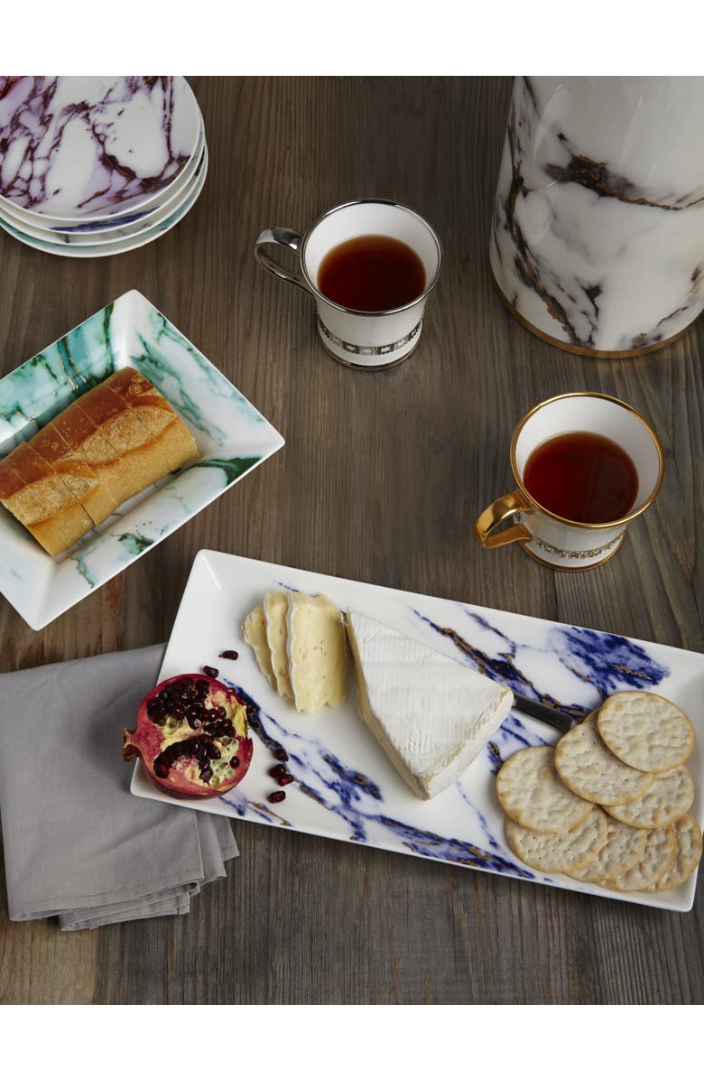 Prouna Marble Azure 13 Inch Sandwich/ Cake Tray, Alternate, color, White