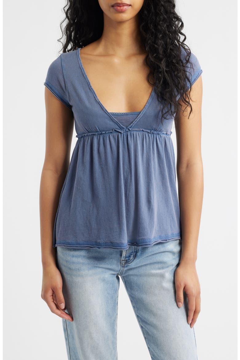 Tina Layered Cotton Babydoll Top, Main, color, BLUE