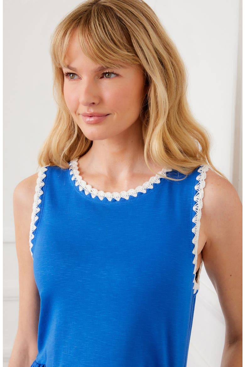 Edge Stitch Mixed Media Midi Dress, Alternate, color, BLUE
