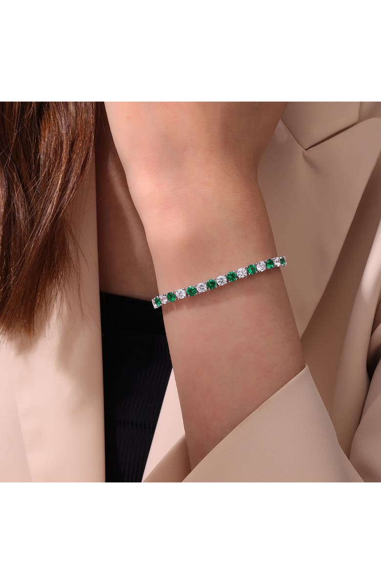 Lafonn Simulated Emerald & Simulated Diamond Tennis Bracelet, Alternate, color,