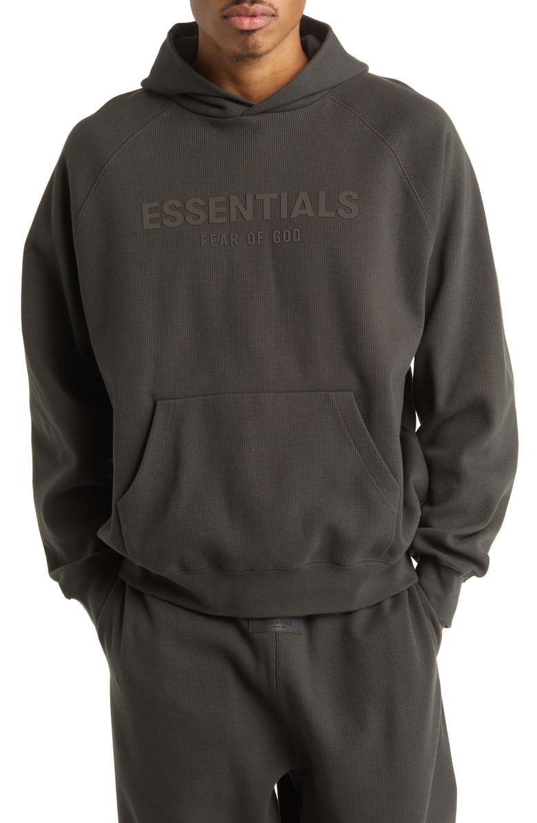 Fear of God Essentials Waffle Knit Raglan Sleeve Hoodie, Main, color, 