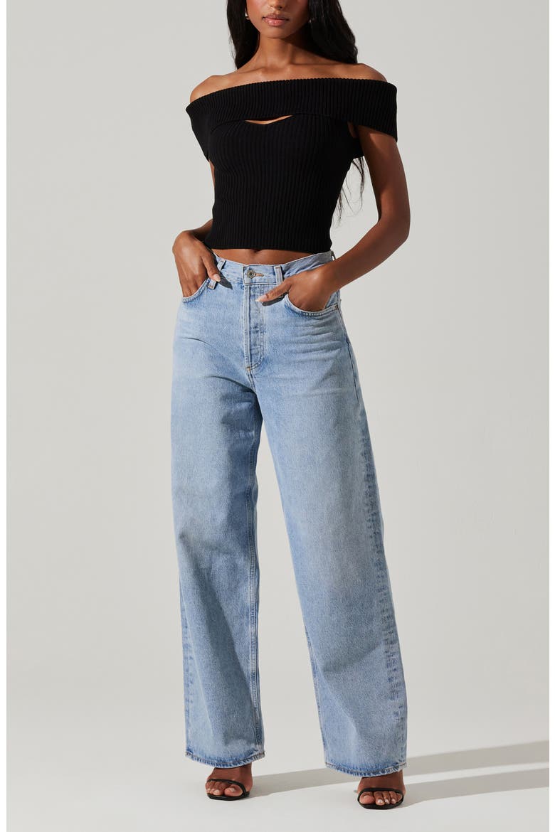 Ainsley Cutout Off the Shoulder Sweater, Alternate, color, BLACK