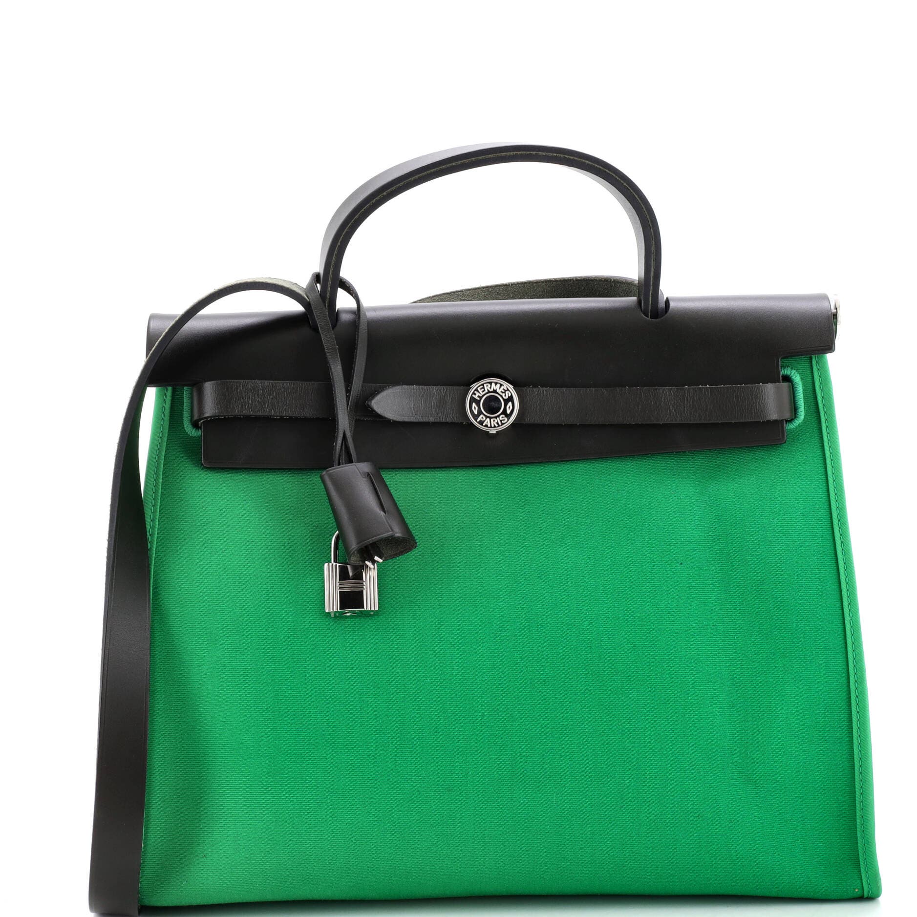Herbag Zip Leather and Toile 31, Main, color, Green