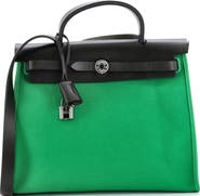 Pre-Owned Hermes Herbag Zip Leather and Toile 31