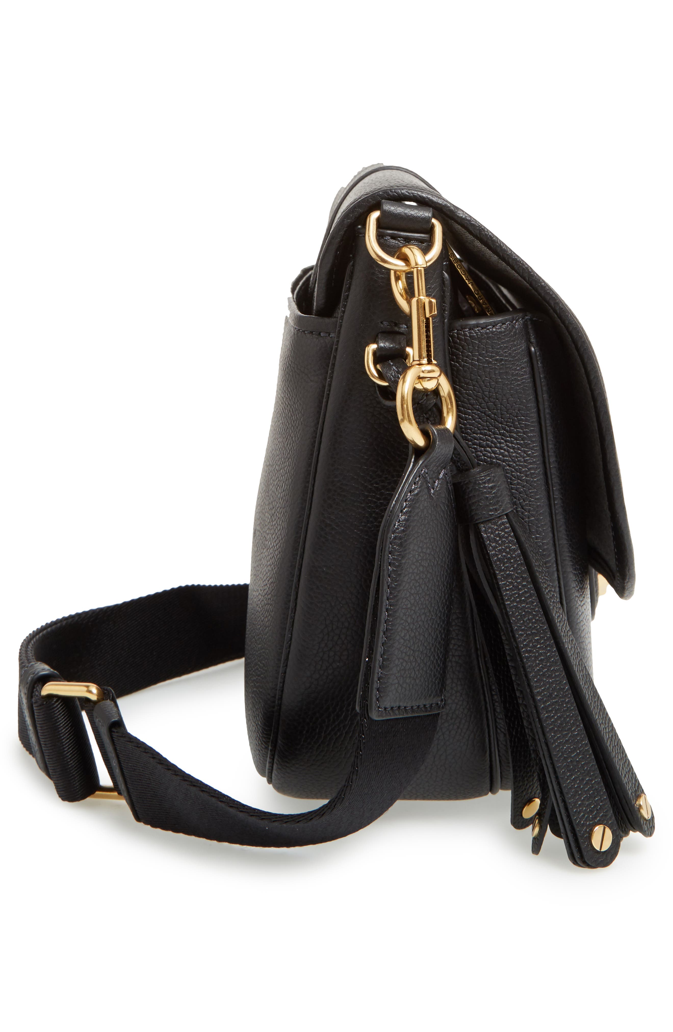 Interlock Leather Crossbody Bag, Alternate, color, BLACK
