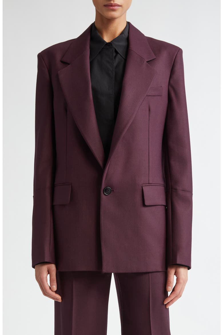 Sleeve Detail Gabardine Blazer, Main, color, DEEP MAHOGANY
