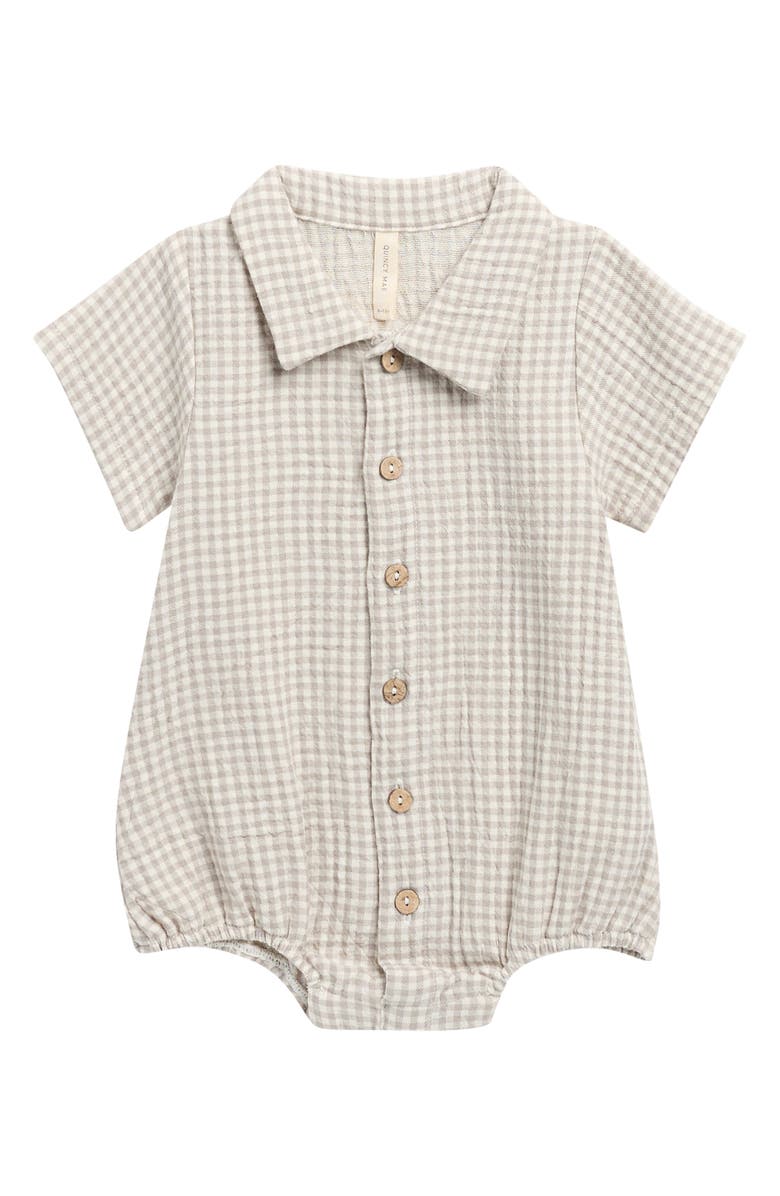 QUINCY MAE Matteo Gingham Cotton Romper, Main, color, Sage