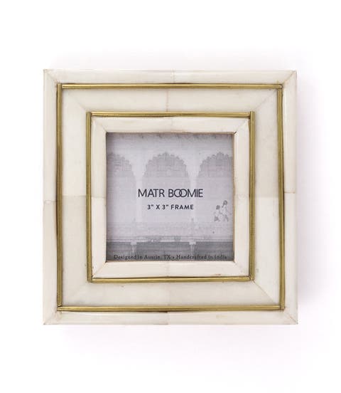 Pravina Picture Frame - Carved Bone, Brass Inlay