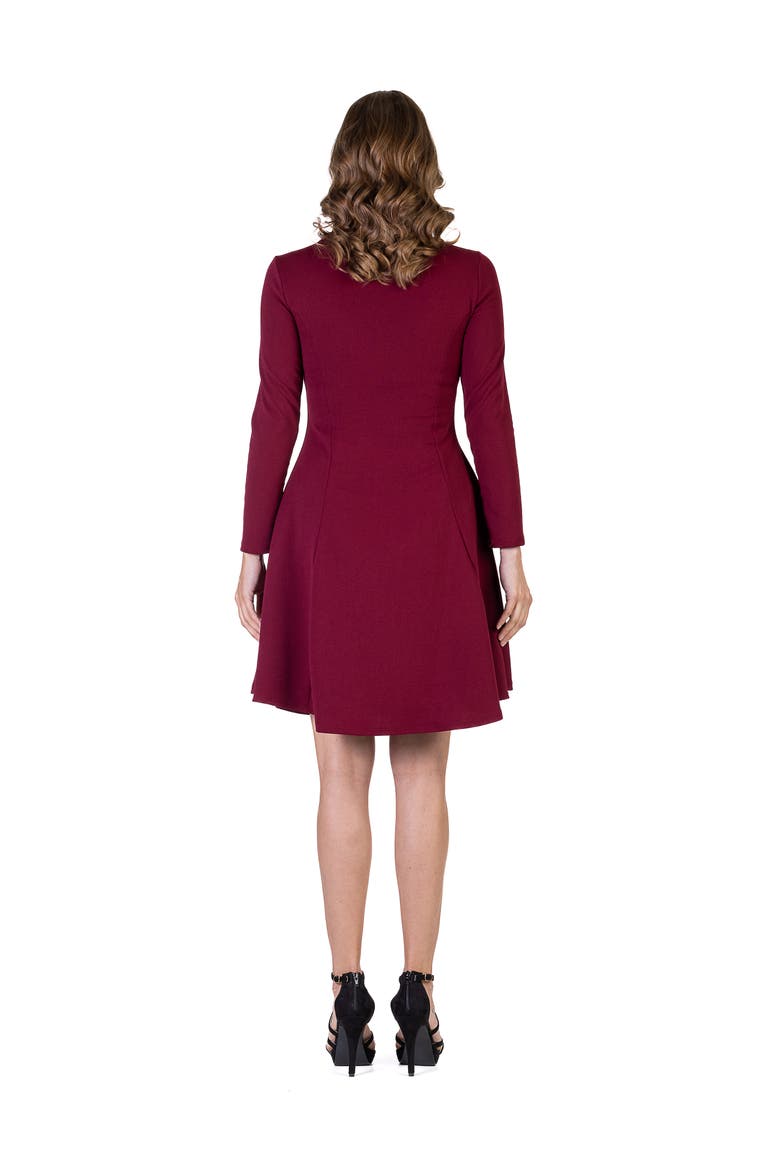 Long Sleeve Knee Length Skater Dress, Alternate, color, Burgundy