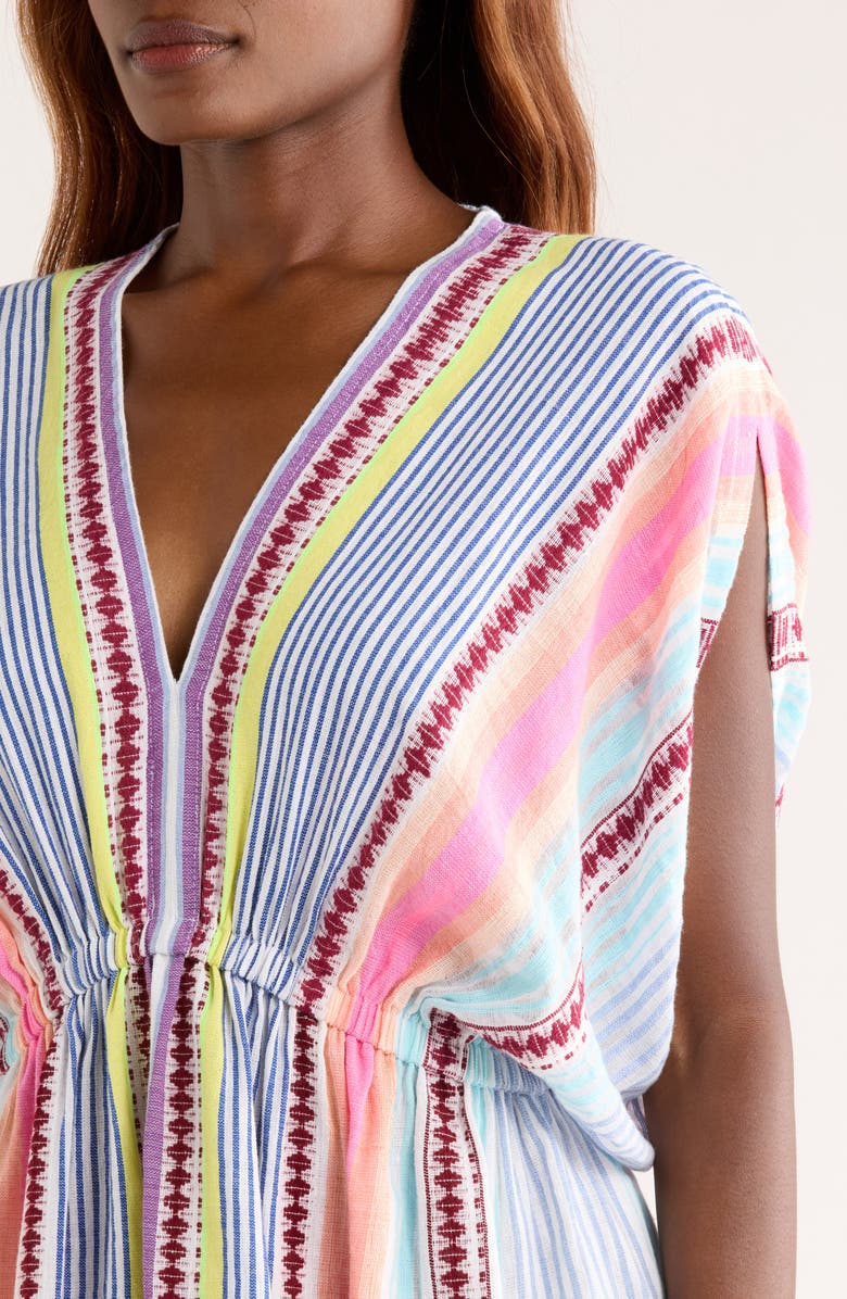 lemlem Alem Stripe Cotton Blend Cover-Up Dress, Alternate, color, Cirq Citrus