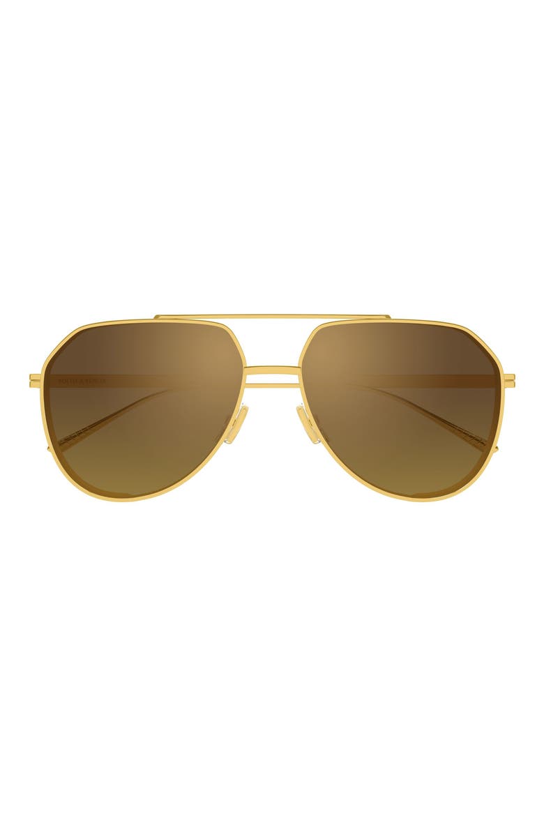 60mm Pilot Sunglasses, Main, color, GOLD/ BROWN LENS