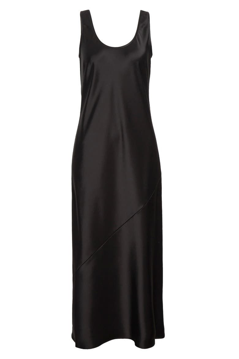 Sarah Liquid Satin Dress, Alternate, color, BLACK