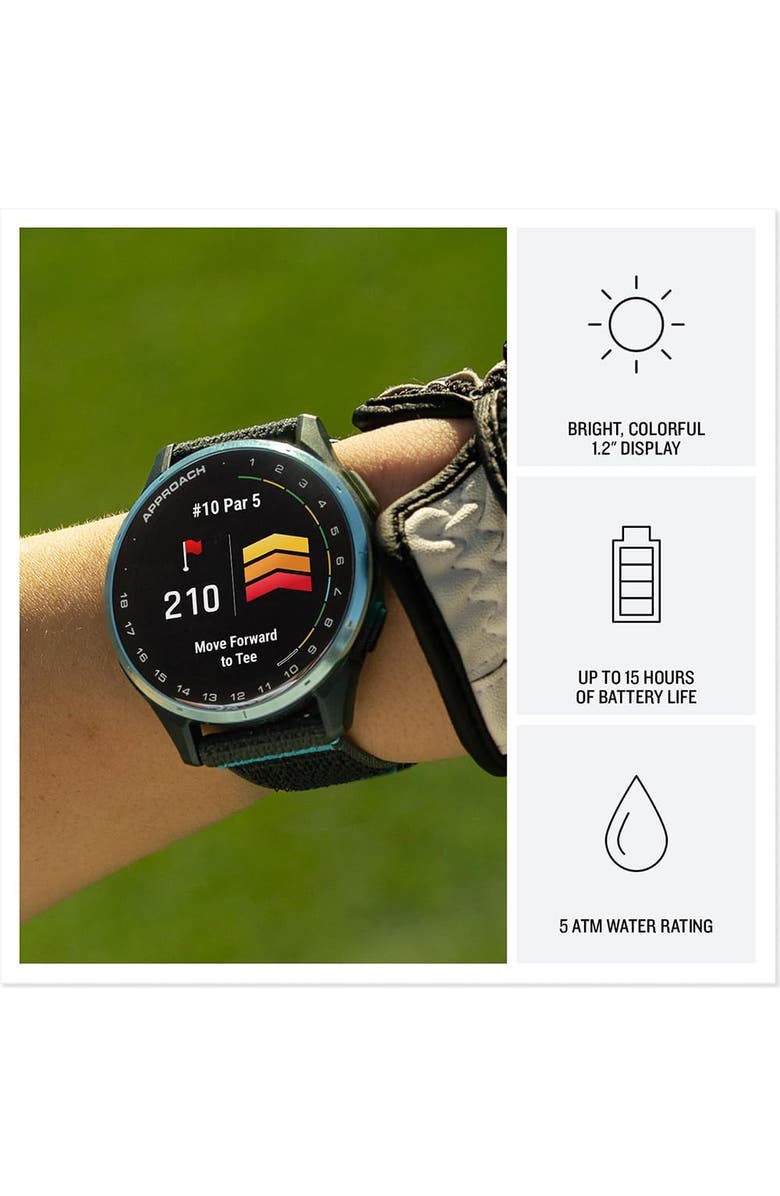 Garmin Approach J1 -  Jr Golf GPS Smartwatch with Aluminum Bezel and ComfortFit Fabric Band, Alternate, color, Black/Azure