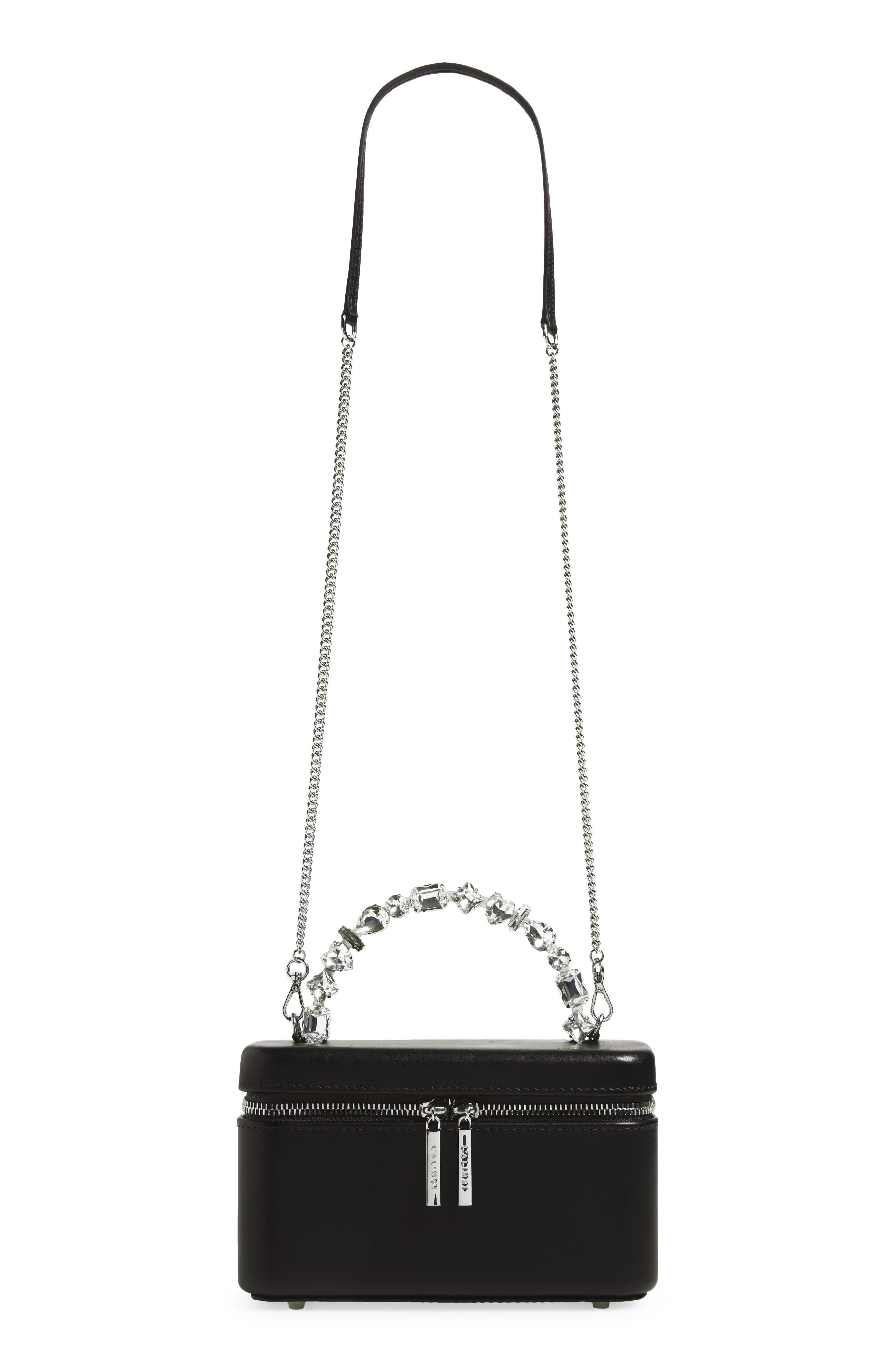 Taliya Leather Vanity Case Bag, Alternate, color, BLACK