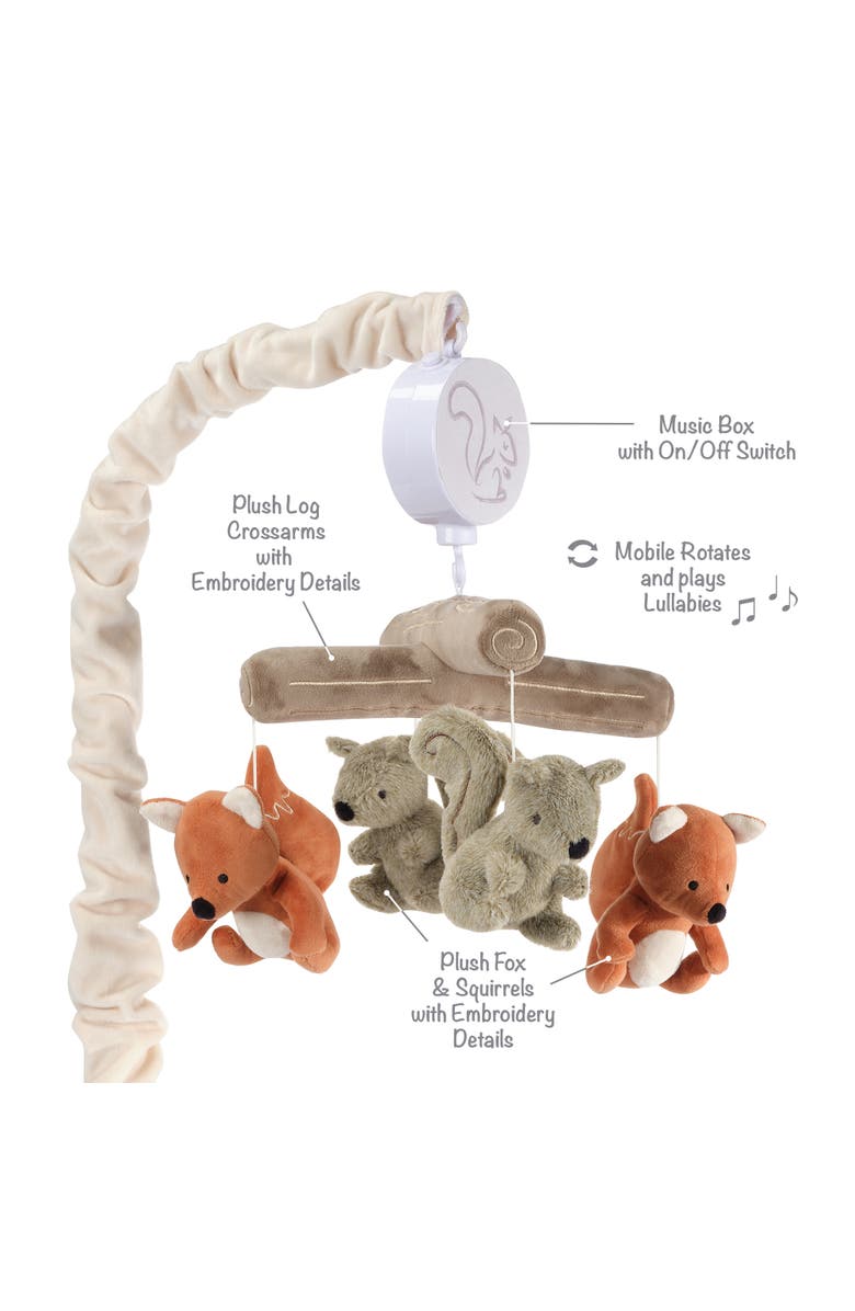 Lambs & Ivy Treetop Fox & Squirrel Woodland Musical Baby Crib Mobile Soother Toy, Alternate, color, Multicolor