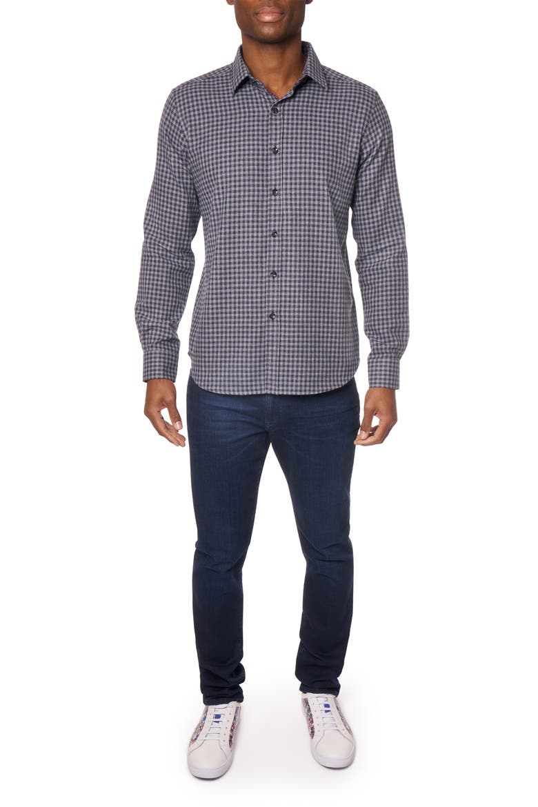 Eratos Check Flannel Button-Up Shirt, Alternate, color, NAVY