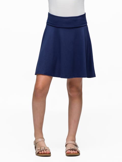 Foldover Waist Flared Knee Length Skirt