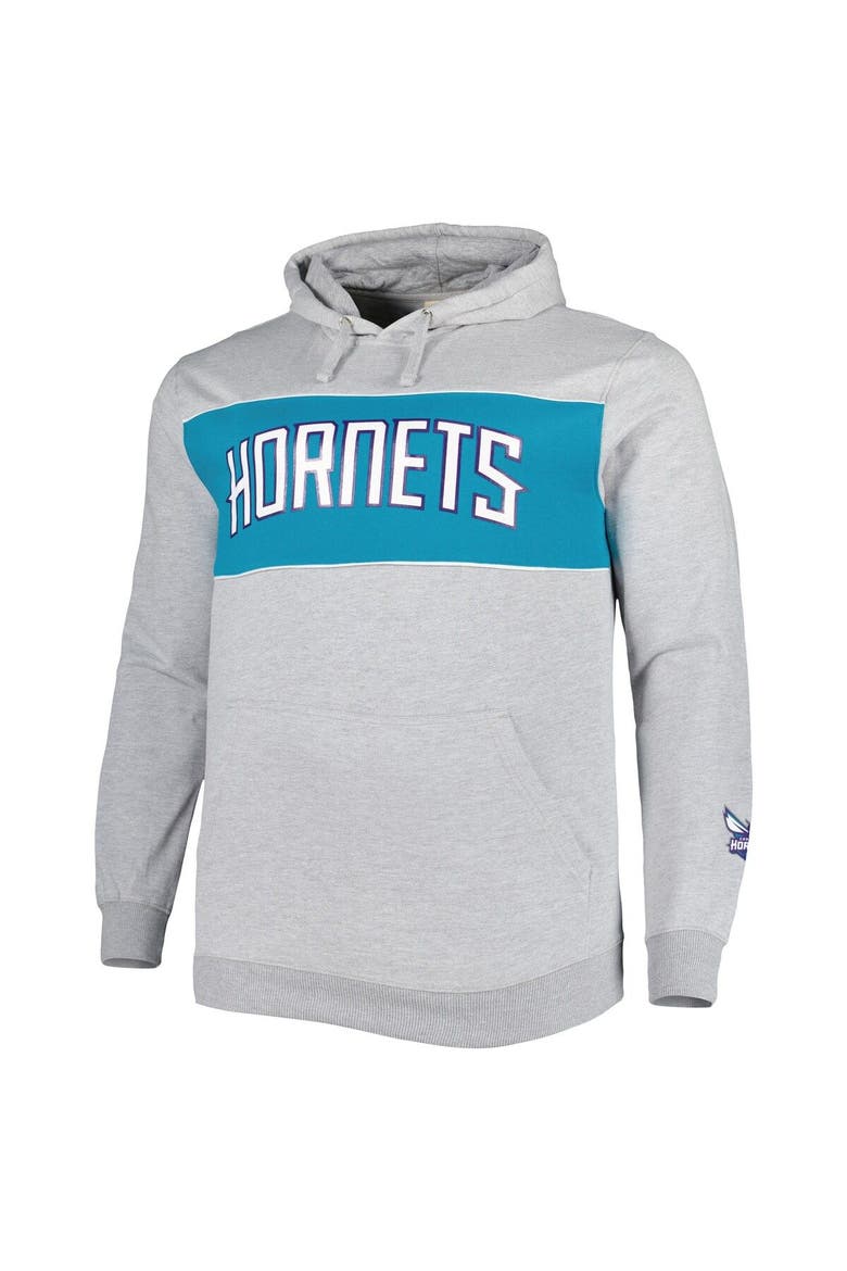 Men's Fanatics Branded Heather Gray Charlotte Hornets Big & Tall Wordmark Pullover Hoodie, Alternate, color, Heather Gray