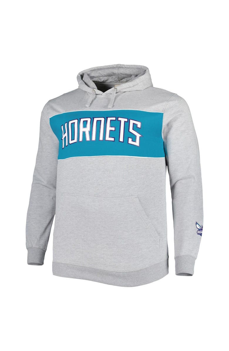 FANATICS Men's Fanatics Branded Heather Gray Charlotte Hornets Big & Tall Wordmark Pullover Hoodie, Alternate, color, Heather Gray