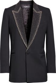 AMIRI Crystal Embellished Lapel Single Breasted Blazer