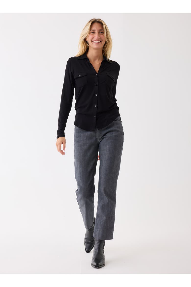 Soft Touch Long Sleeve Pocket Shirt, Alternate, color, NOIR