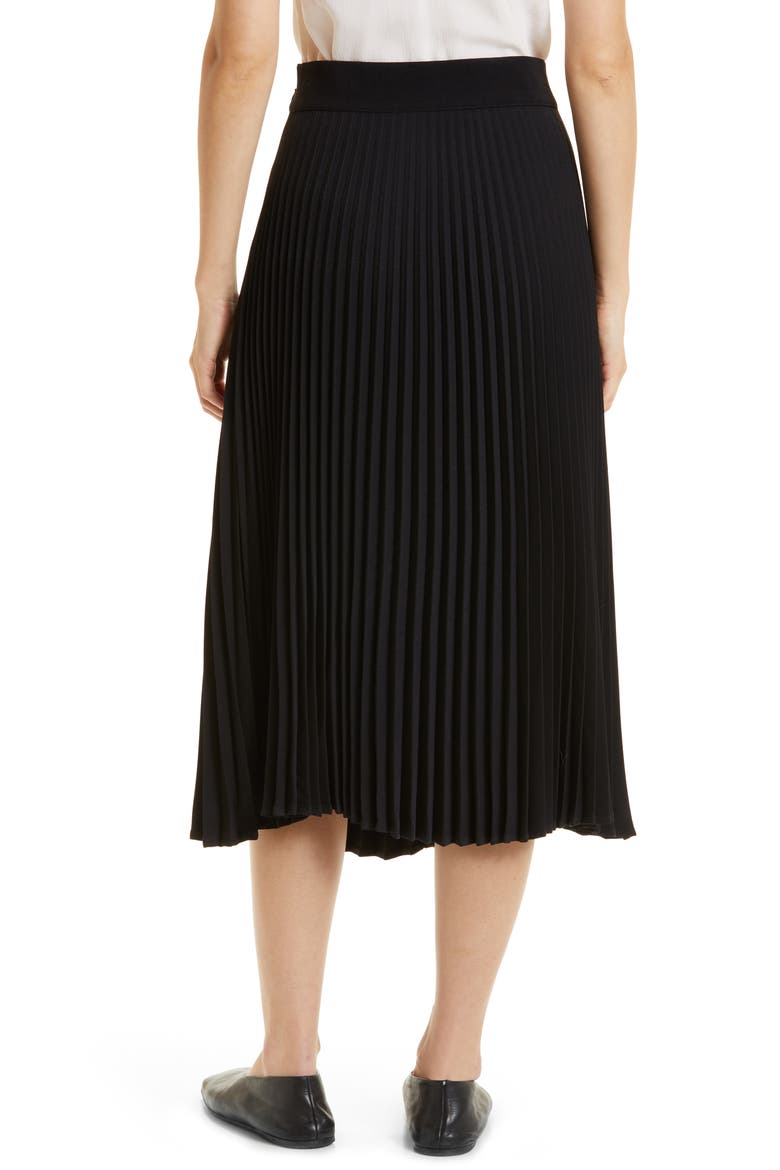 Sanna Pleated Midi Skirt, Alternate, color, BLACK