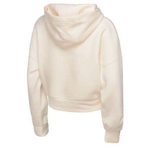 Outerstuff Big Girls Cream Michigan Wolverines Oversized Blitz Cropped Pullover Hoodie In White