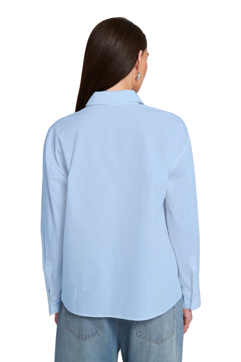 Rhinestone Trim Cutout Shirt Button Down Top, Alternate, color, Baby Blue