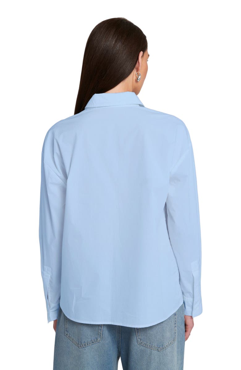 ELLE Collection Rhinestone Trim Cutout Shirt Button Down Top, Alternate, color, Baby Blue