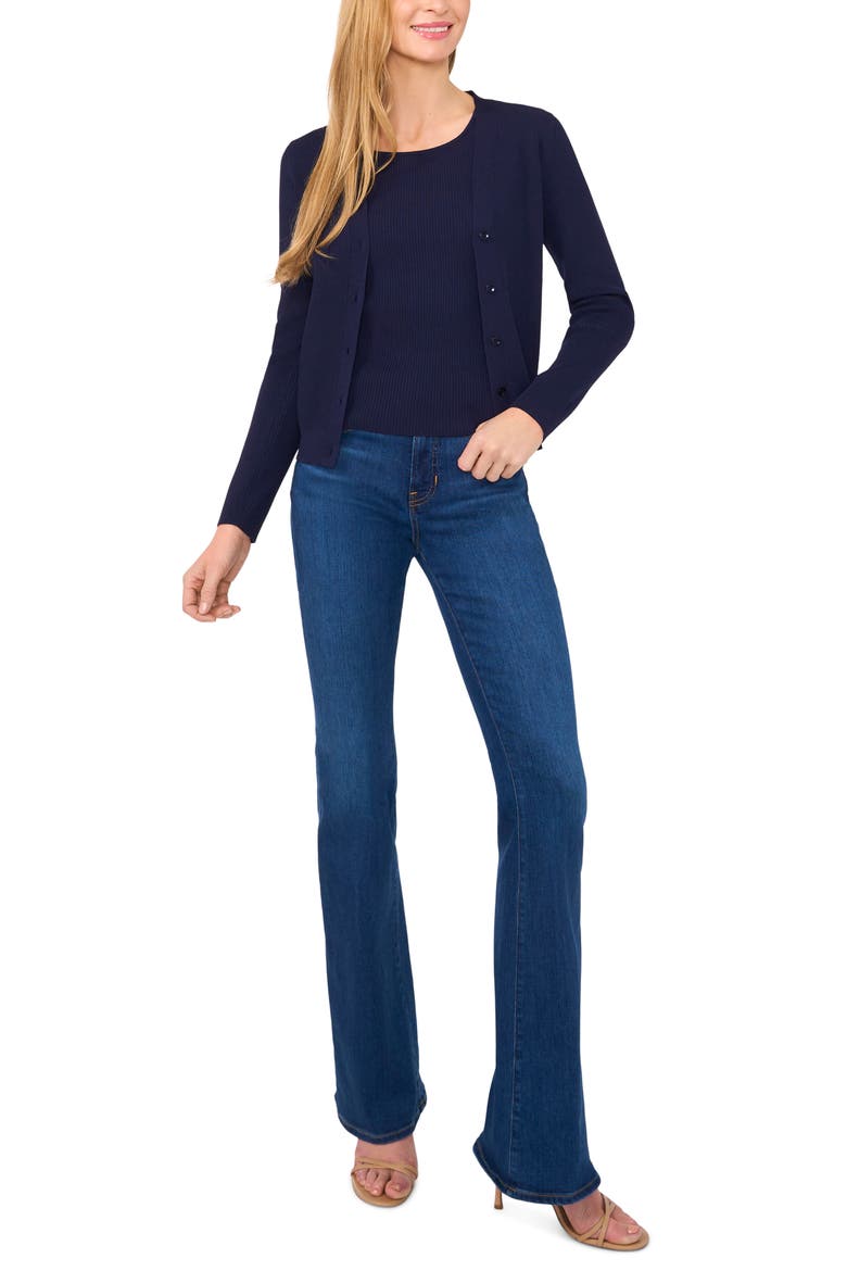 Rib V-Neck Cardigan, Alternate, color, CLASSIC NAVY