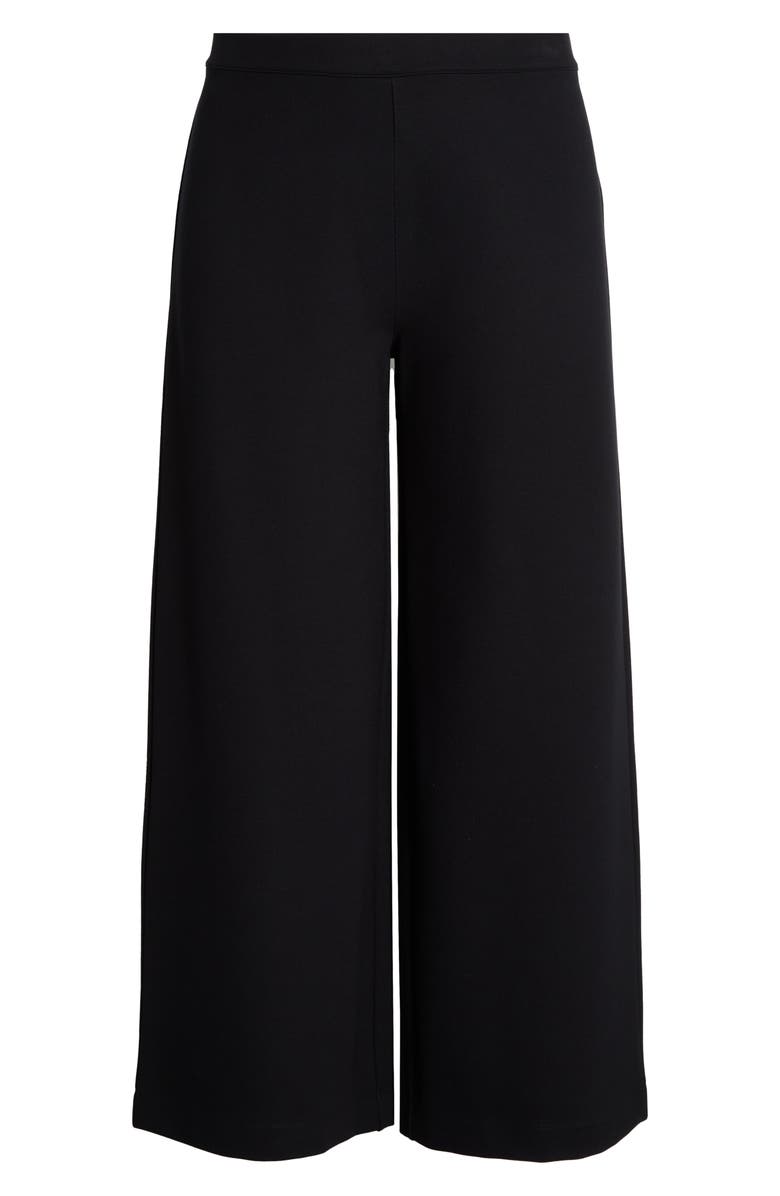 Caslon<sup>®</sup> High Waist Wide Leg Ponte Knit Pants, Alternate, color, Black