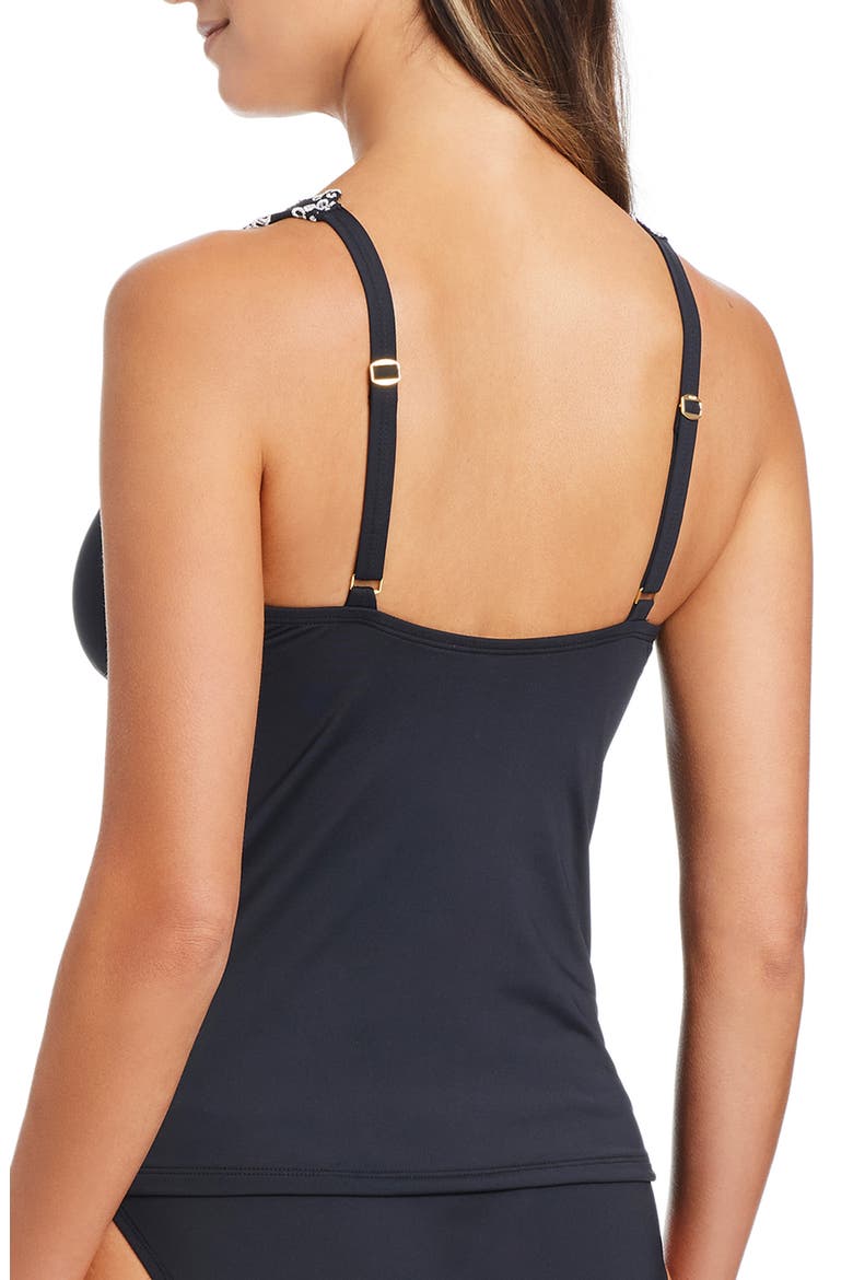 Scalloped Eyelet Tankini Top, Alternate, color, BLACK/ WHITE