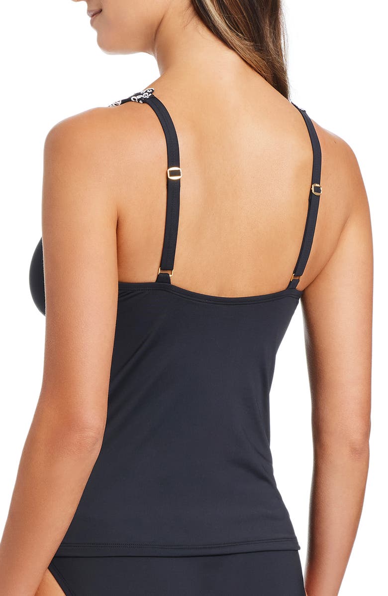 BLEU by Rod Beattie Scalloped Eyelet Tankini Top, Alternate, color, Black/ White