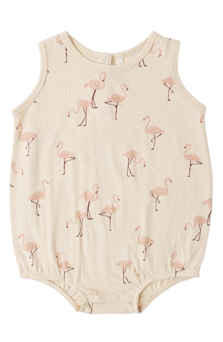Rylee + Cru Flamingo Print Cotton Bubble Bodysuit, Alternate, color, Shell