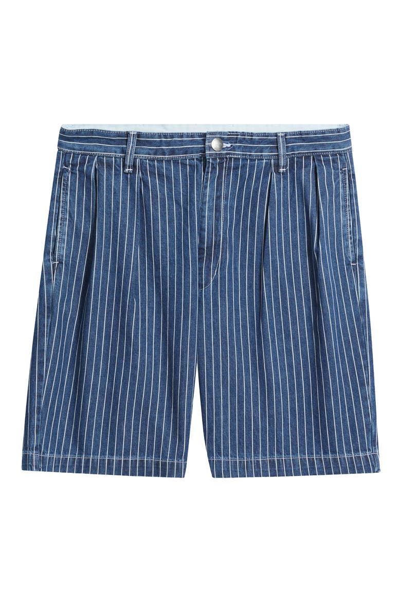 Part Timer Pinstripe Denim Shorts, Alternate, color, INDIGO