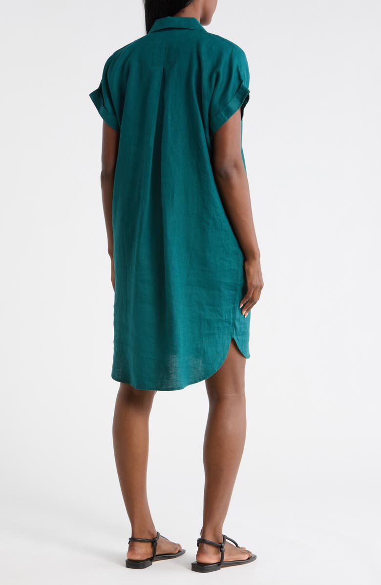 Eileen Fisher Notch Collar Linen Shirt Dress, Alternate, color, Aegean
