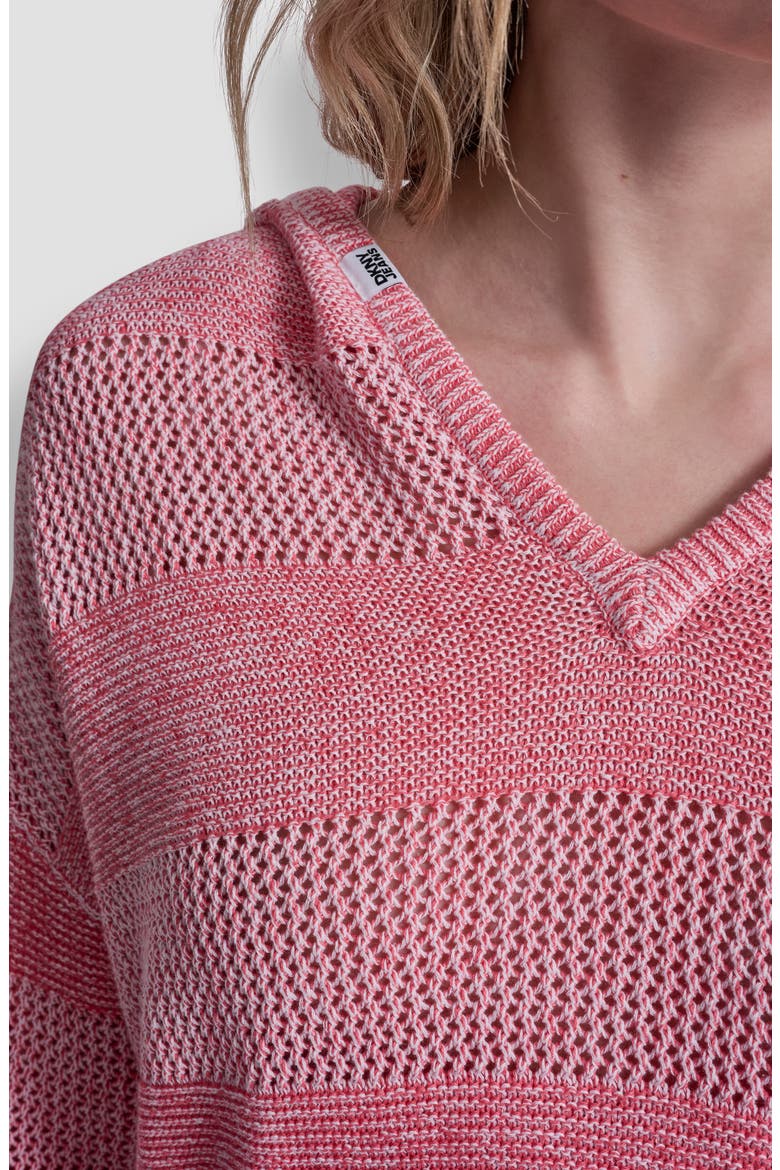 Pointelle Stripe Hooded Sweater, Alternate, color, SUNKISSED