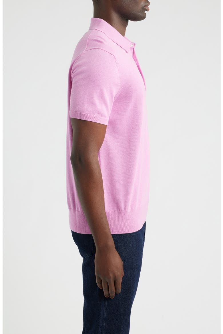 Supima® Cotton Polo Sweater, Alternate, color, DARK PINK HEATHER