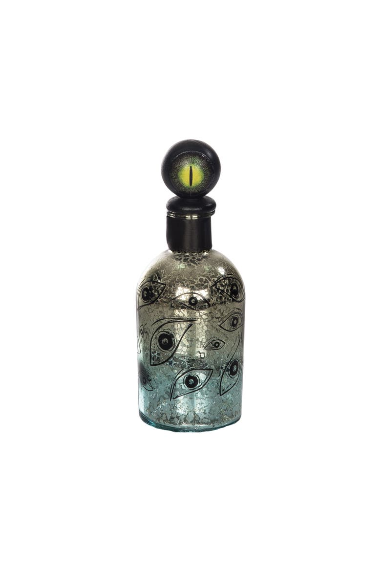 Blue & Black Glass Snake Eye Halloween Bottle Vial 7", Main, color, Green