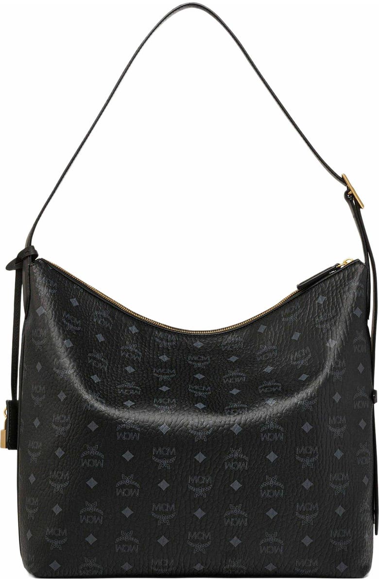 MCM Aren Hobo in Visetos, Alternate, color, Black