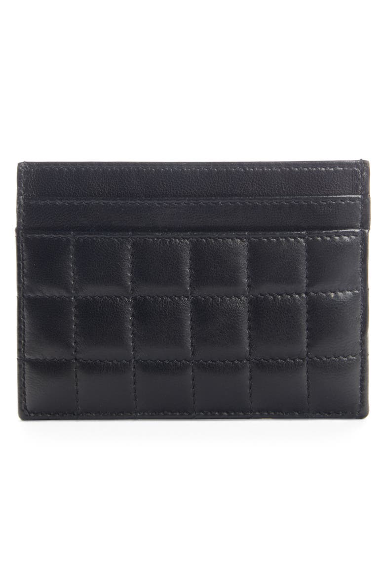 Matelassé Leather Card Case, Alternate, color, NERO