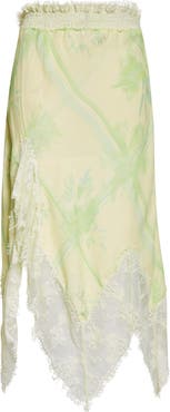 Collina Strada Lemon Picnic Waterlily Asymmetric Crepe Midi Skirt