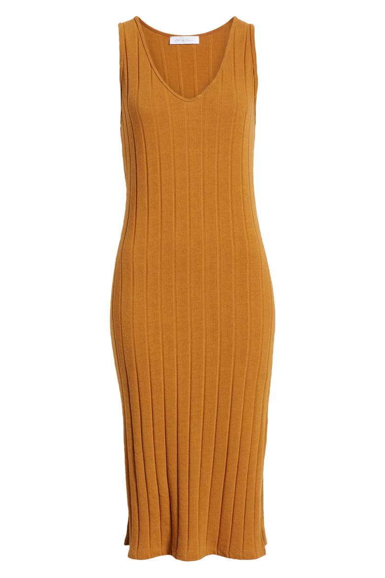 Ribbed Midi Dress, Alternate, color, CAMEL