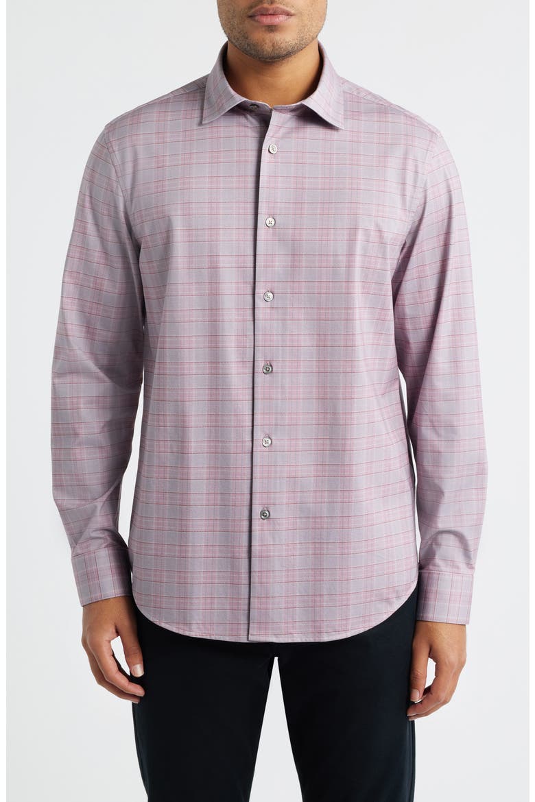 James OoohCotton® Check Button-Up Shirt, Main, color, WOOD ROSE