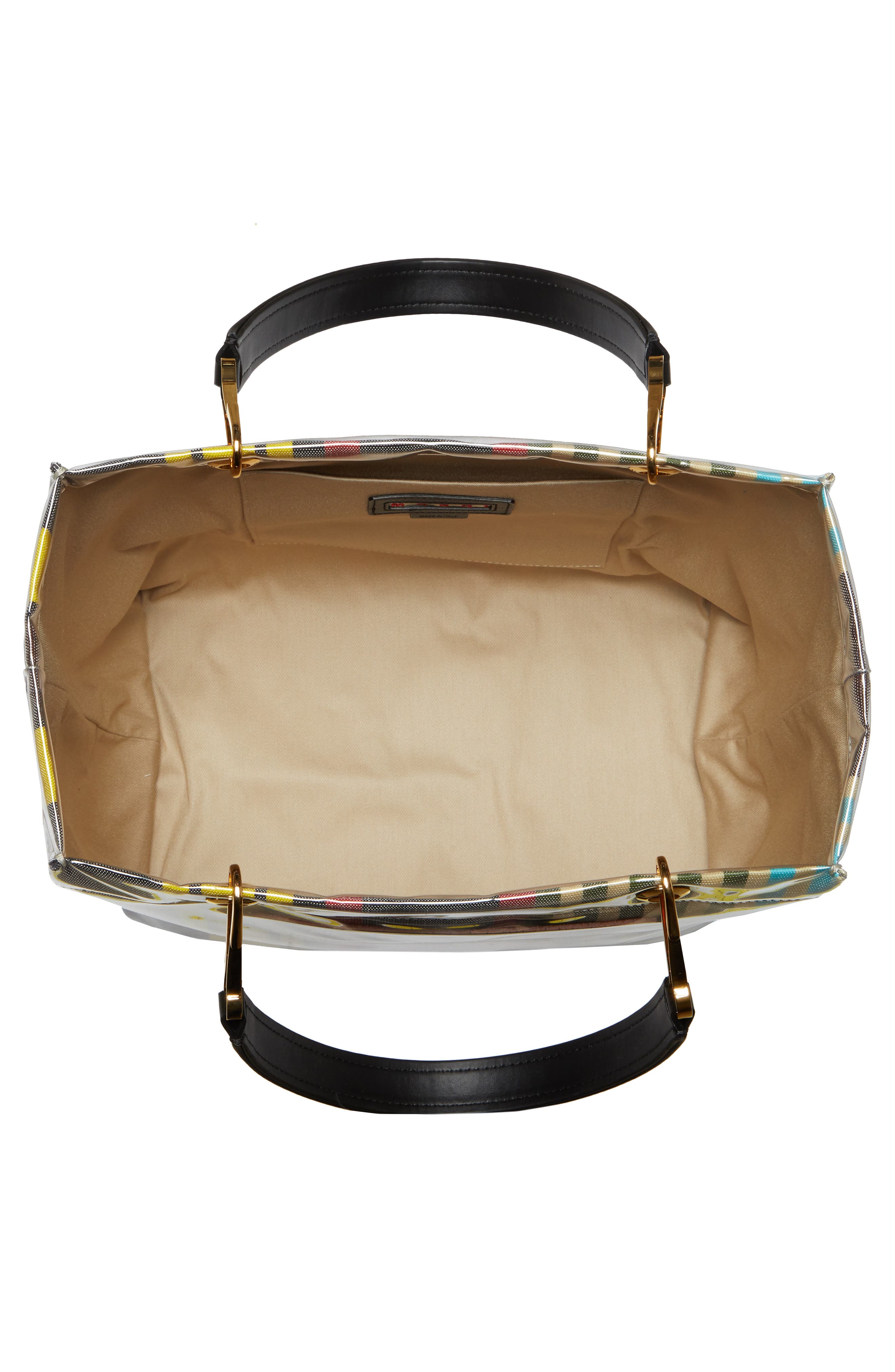 Marni Glossy Grip Logo Stripe Tote, Alternate, color, 