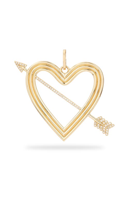 Adina Reyter Heart Arrow Charm Pendant in Yellow Gold/Diamond 