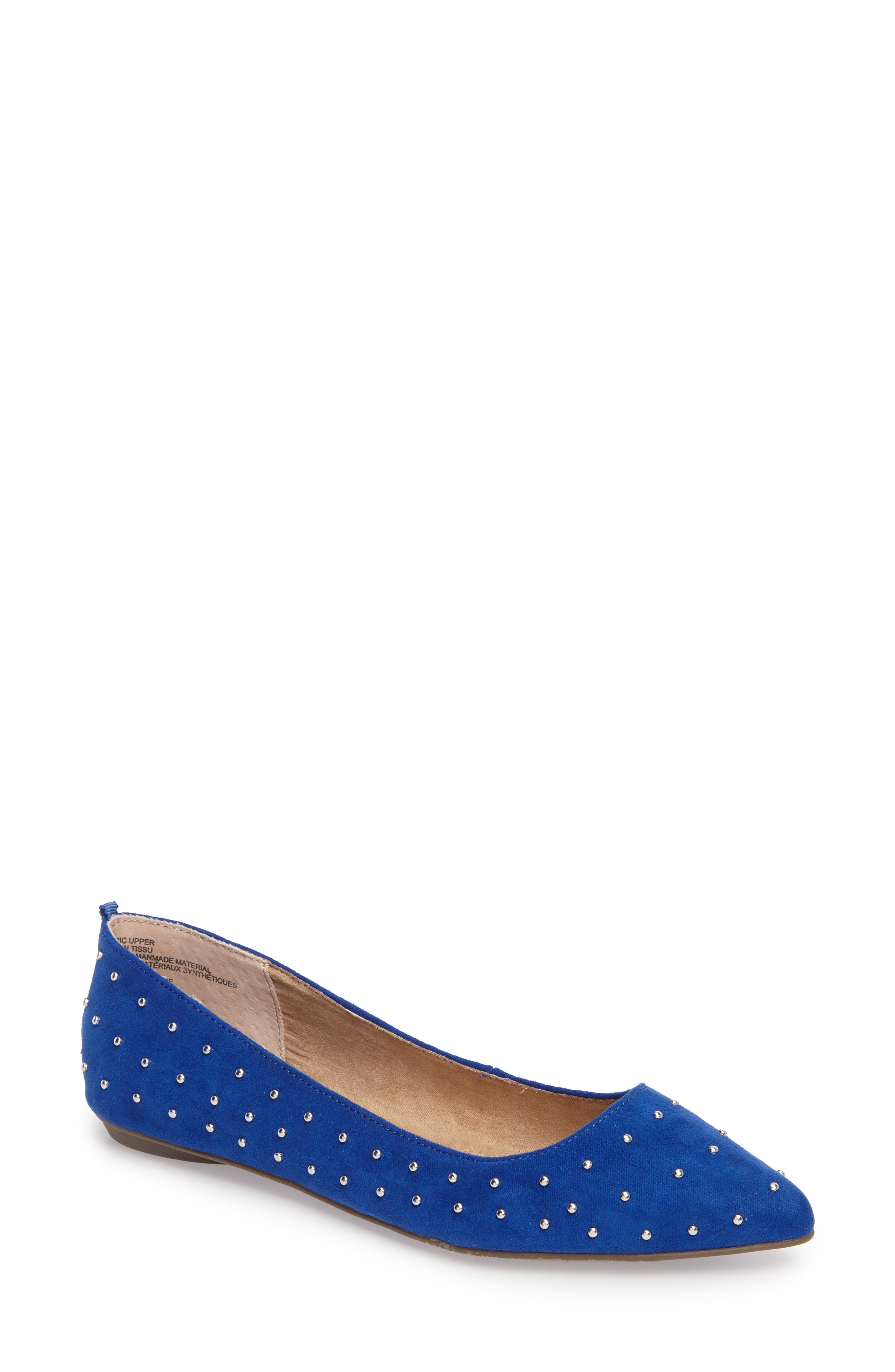Sienna Flat, Main, color, COBALT FAUX SUEDE