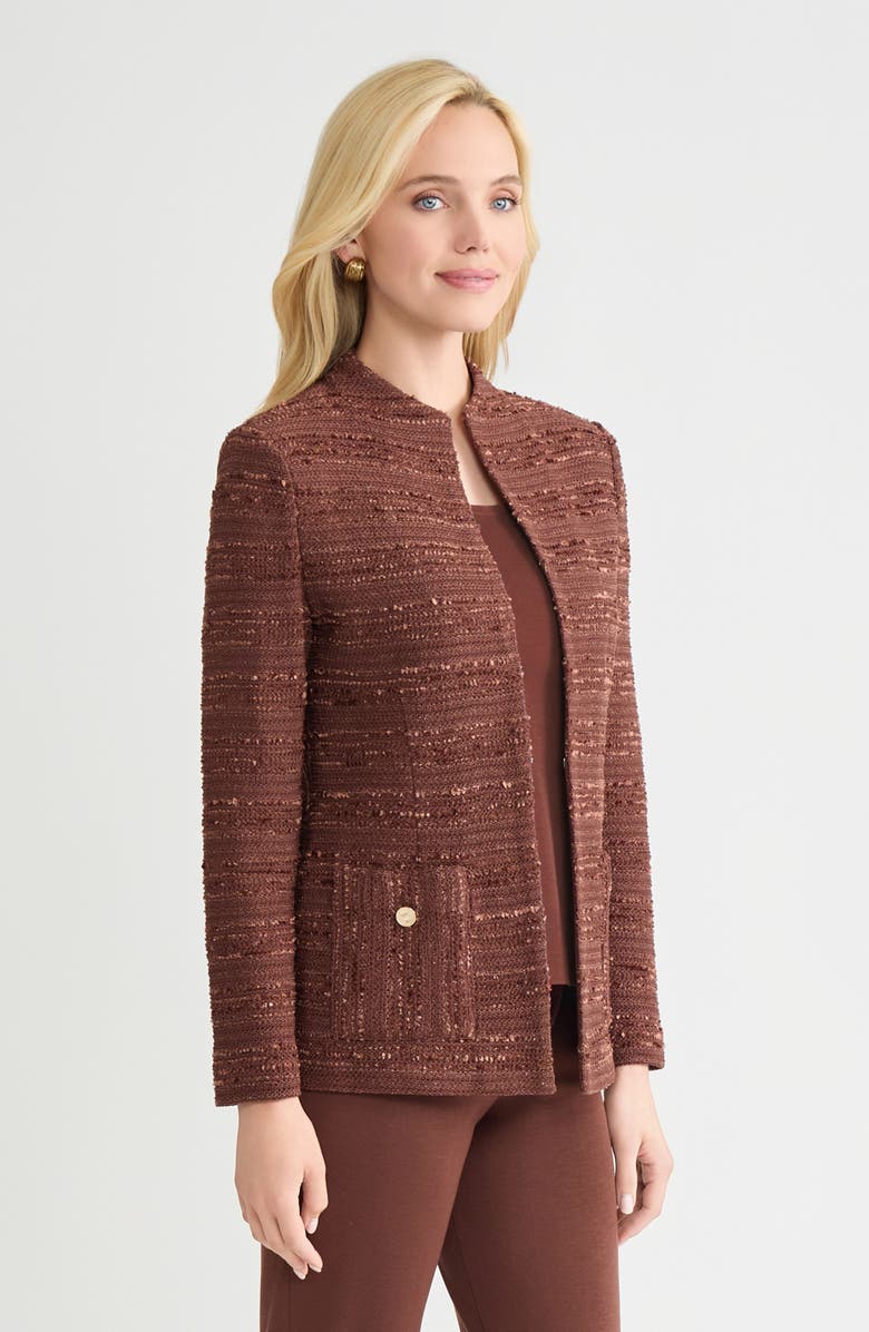 Misook Tailored Tonal Ribbon Knit Jacket, Alternate, color, Truffle