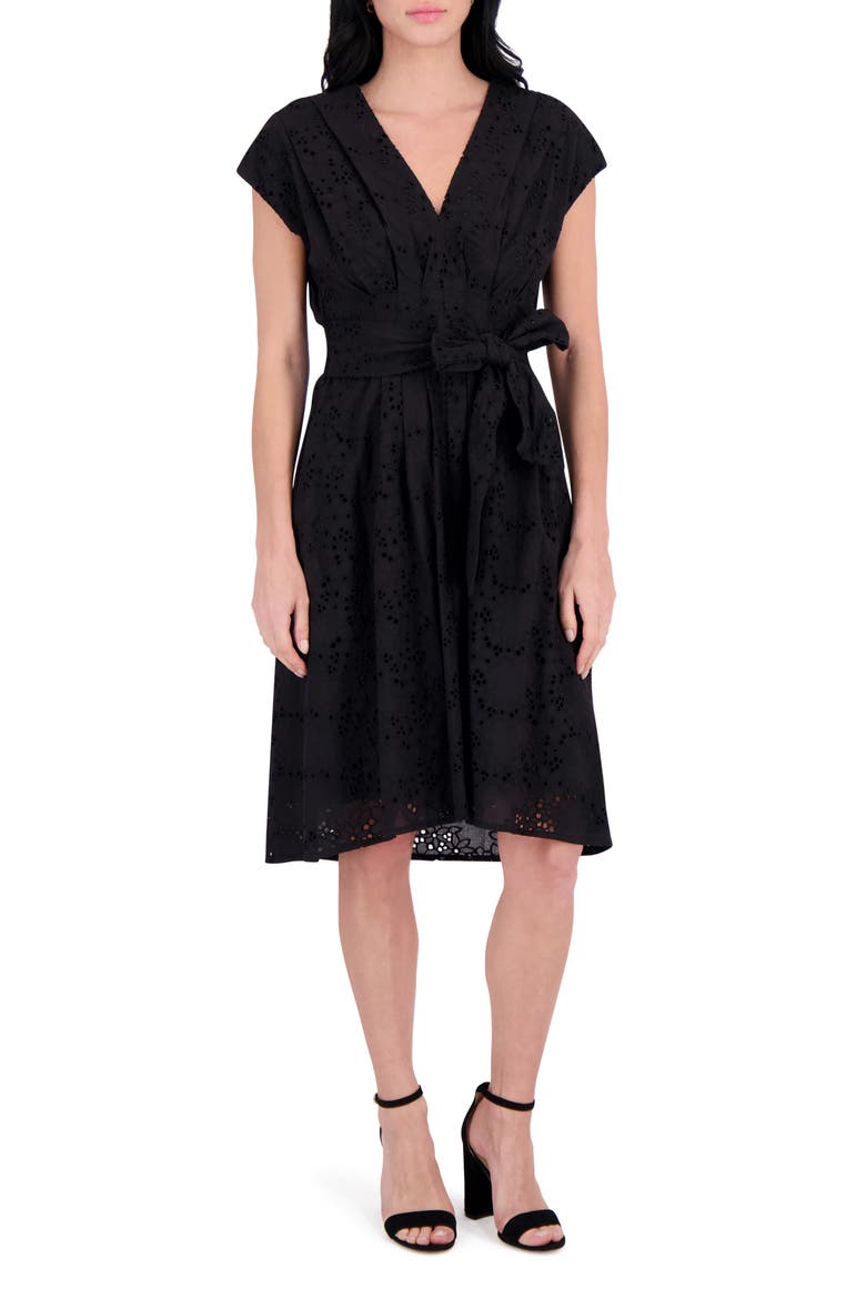 Eyelet Cotton Dress, Main, color, BLACK